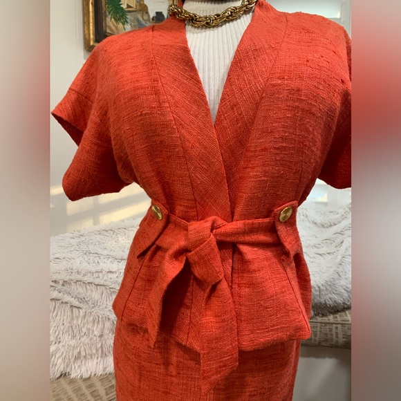EUC Trina Turk Silk Orange Suit 4 - Picture 1 of 16